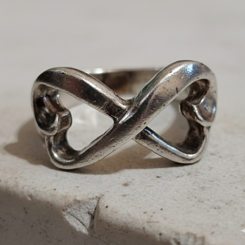 Vintage Sterling Silver 925 Infinity Heart Ring